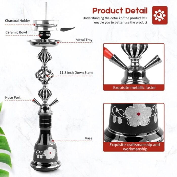2 Hoses large glass hookah Wholesale