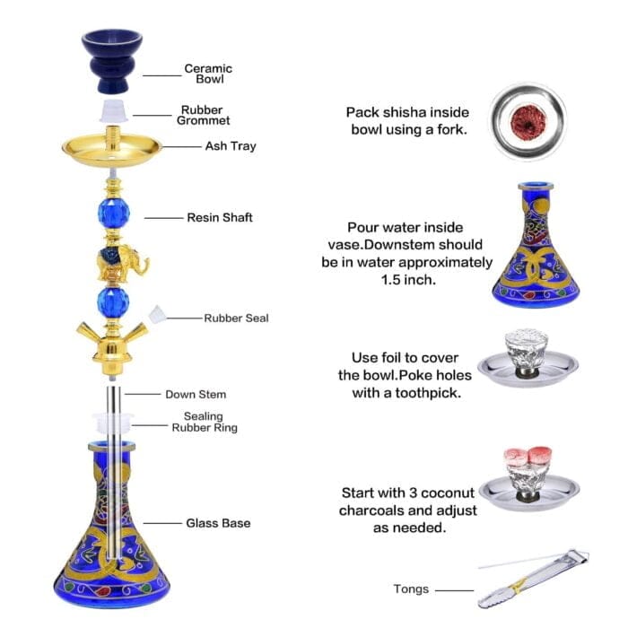 Wholesale 2 Hoses Turkish Hookah Pipe