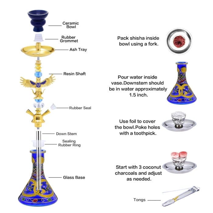 Egyptian Retro Style 2 Hose Hookah Wholesale