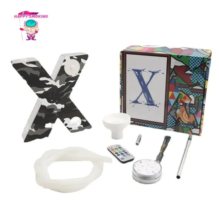 Bulk Portable X Style Hookah Shisha Set with LED Lights