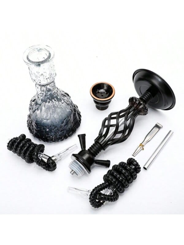 Bulk wholesale Matte Black Medium-Sized Double-Hose Hookah Set