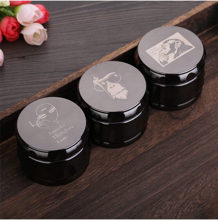 personalized magnetic closure zinc herb grinder with engraving options